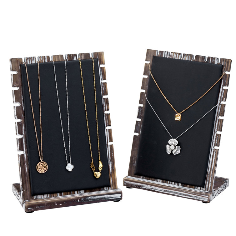 Présentoir à Bijoux Tournant En Bois 5 Niveaux - 38 Cm De Haut, 8 Barres - Pour Colliers, Bracelets, Montres - 6